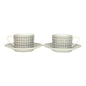 Hermes "Mosaique Au 24" White & Grey Porcelain Tea Cup and Saucer Set